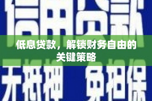 牧野低息贷款，解锁财务自由的关键策略