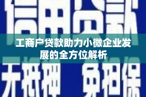 牧野工商户贷款助力小微企业发展的全方位解析