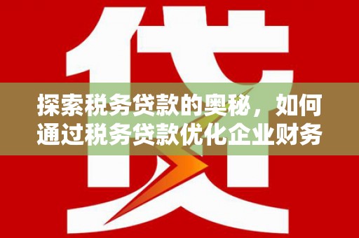 牧野探索税务贷款的奥秘，如何通过税务贷款优化企业财务