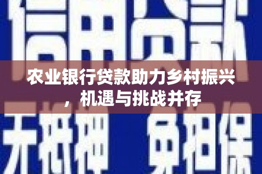 牧野农业银行贷款助力乡村振兴，机遇与挑战并存