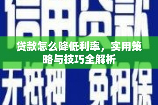 牧野贷款怎么降低利率，实用策略与技巧全解析