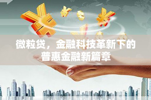 牧野微粒贷，金融科技革新下的普惠金融新篇章