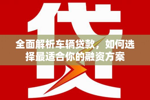 牧野全面解析车辆贷款，如何选择最适合你的融资方案