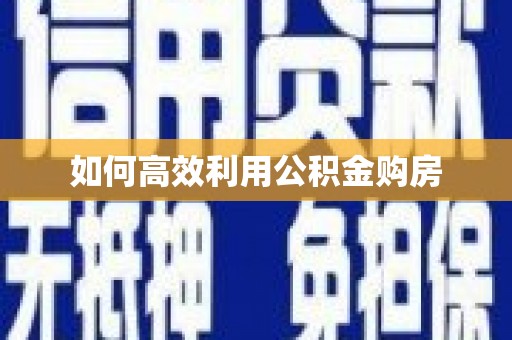 牧野如何高效利用公积金购房